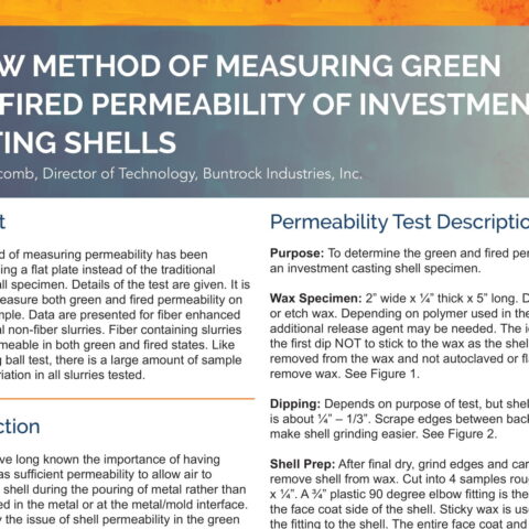 A New Method of Measuring Green and Fired Permeability of Investment Casting Shells