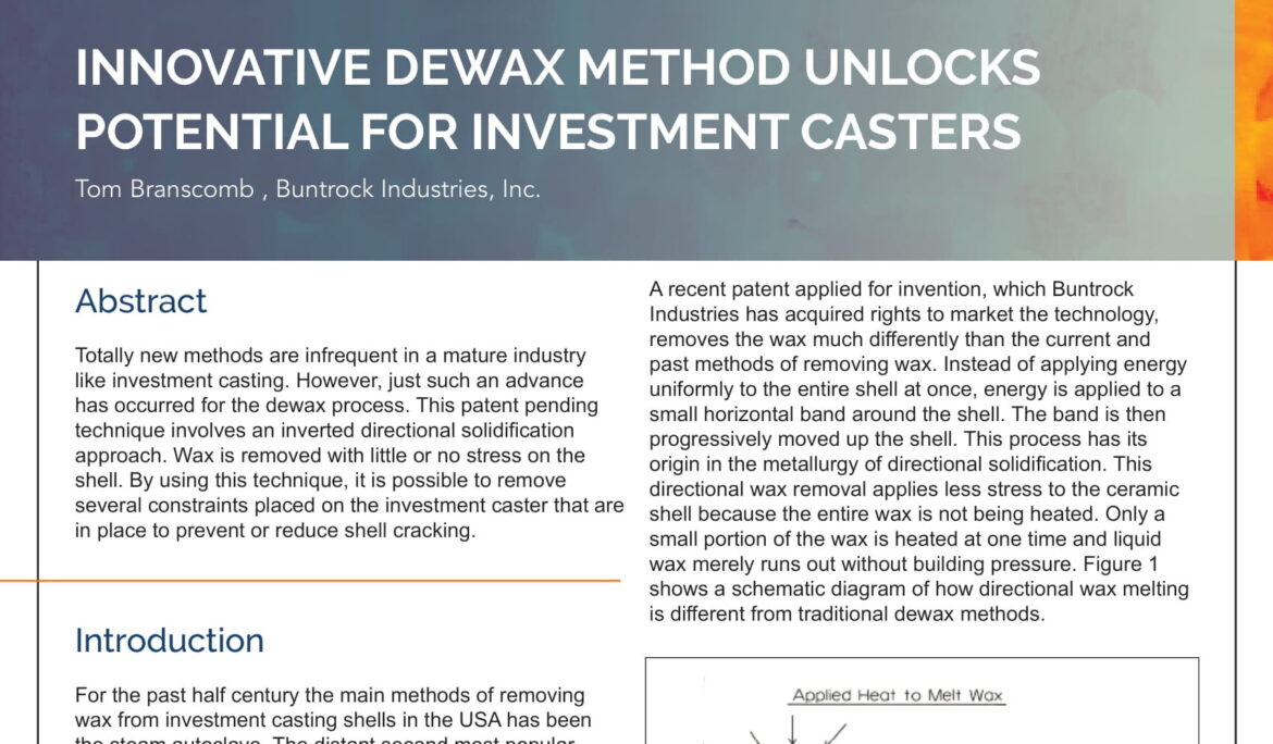 Innovative Dewax Method Unlocks Potential for Investment Casters