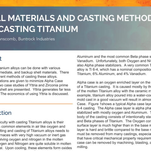 Shell Materials and Casting Methods for Casting Titanium