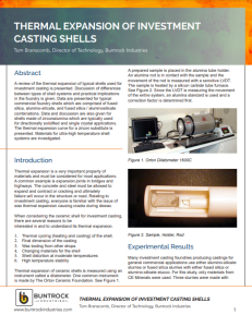 Thermal Expansion of Investment Casting Shells